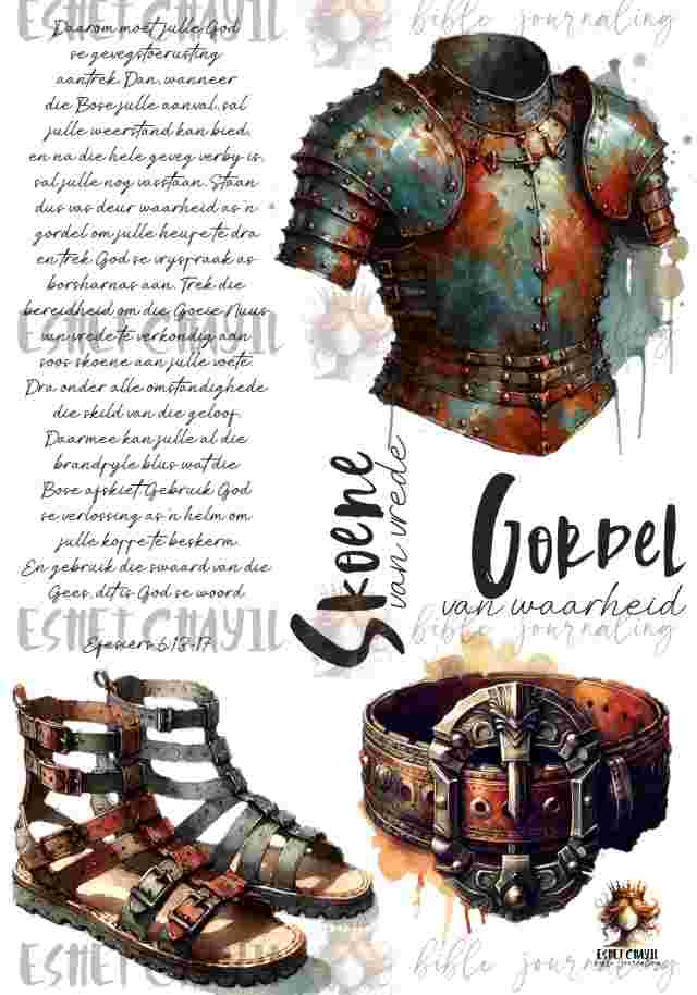 #BIBLE JOURNALING PRINTABLE - ARMOR OF GOD AFRIKAANS